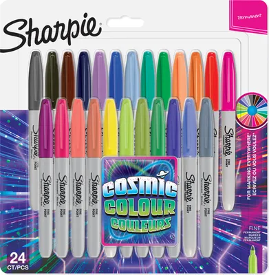 Produktbild von Sharpie Permanent Marker | Marker Stifte mit feiner Spitze | gemischte Cosmic- und Originalfarben | 24er Set