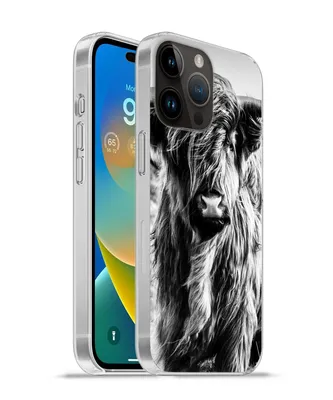 Produktbild von MuchoWow® Handyhülle Schutzhülle Hülle für Apple iPhone 14 Pro - Softcase Schottischer Highlander - Natur - Kuh - Schwarz - Weiß Silikon Softcase Handy Hülle - Umschlag