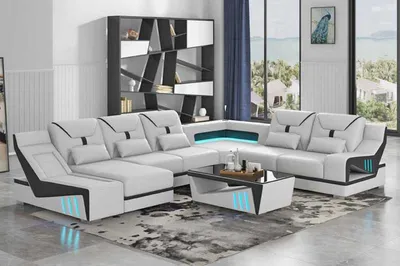 Produktbild von Wohnlandschaft Sofa U Form Ecksofa Designersofa Weiß Eckgarnitur