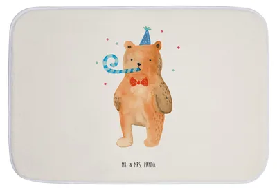 Produktbild von Mr. & Mrs. Panda Badvorleger Bär Geburtstag - Weiß - Geschenk, Happy Birthday, Badläufer, Badematte, Teddy, Glückwunsch, Duschvorleger, Alles Gute, Badezimmerteppich