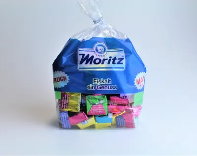 A bag of individually wrapped candies.