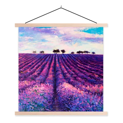 Produktbild von MuchoWow® Textilposter Ölfarbe - Malerei - Blumen 40x40 cm mit holzfarbenen Rahmen - Posterleiste
