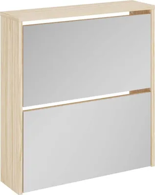 Obrázok produktu pre vidaXL Botník s 2 priehradkami zrkadlo dubový vzhľad 63x17x67 cm