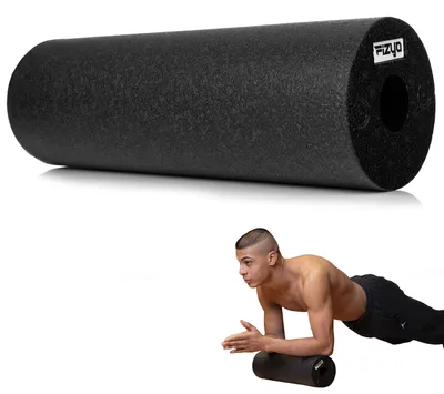 Productafbeelding van EPP-schuimroller met gemiddelde hardheid voor spierregeneratie en rugmassage (zwart)