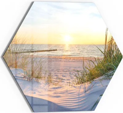 Produktbild von DEQORI Glasbild Echtglas 55x48 cm 'Abendsonne an der Ostsee' Wandbild Bild modern Deko