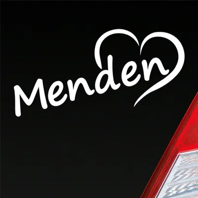 Produktbild von Auto Aufkleber Menden Herz Heart Stadt City Liebe Love 18x8 cm Weiss Matt Sticker Heckscheibenaufkleber