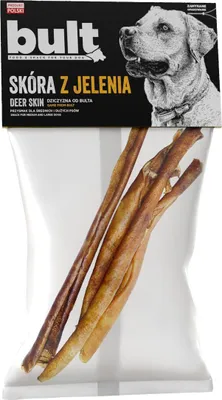 Obrázek produktu pro BULT – Psí pamlsek z jelení kůže – Žvýkací pamlsek pro psy, kousací kroužek 100 g – Psí pamlsky – Čistič zubů pro psy – Žvýkací pamlsek z jelení kůže