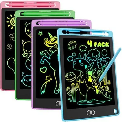 Produktbild von 4 Stück LCD Schreibtafel für Kinder 8.5 Zoll, Maltafel Zaubertafel Wiederverwendbare, Schreibtablett mit Abschließbar Löschen-Taste, Lernspielzeug Geschenk für Jungen Mädchen 3 4 5 6 7Jahre