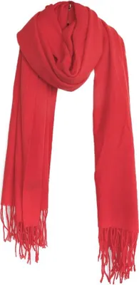 Produktbild von Eleganter Modeschal mit Fransen- Halstuch für Damen 75x180 cm Korallrot