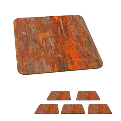 Produktbild von KitchenYeah®  Glasuntersetzer Quadratisch 6er Set Rot - Orange - Blau 10x10 cm Untersetzer für Gläser - Getränkeuntersetzer - Tischplattenschutz - Tischuntersetzer für Tassen Tisch Bar Glas