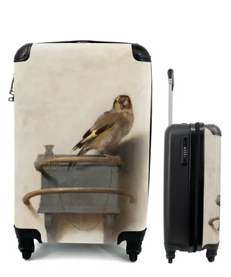 Produktbild von MuchoWow® Koffer Handgepäck Trolley Rollkoffer Kleine Reisekoffer mit 4 Rollen - Der Stieglitz - Carel Fabritius - Cabin Size < 55x40x23 cm & 55x40x20 cm - Fotokoffer - Kabinenkoffer - Boardgepäck - Reise-Box - Reisekoffer - Reisegepäck - Koffer mit Bild - Trolley für Kinder