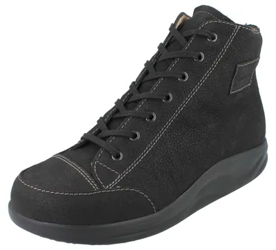 Produktbild von FINN COMFORT FINNAMIC Holten Damen Schnürschuhe knöchelhoch schwarz genarbtes Nubukleder - Größe: UK 5,5