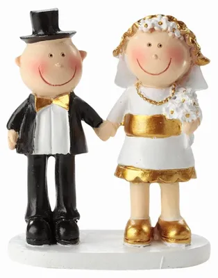 Productafbeelding van Goudbruidspaar - Gouden bruiloft - Taartdecoratie - Taartfiguur - Tafeldecoratie