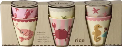 Produktbild von Rice Melamin 6er-SET Becher - Coral Ocean Print 160ml