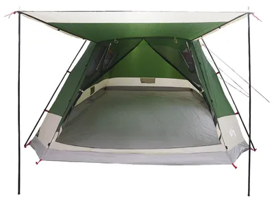 Image de Tente cabane vidaXL avec toit, verte, 12 personnes, en polyester et acier