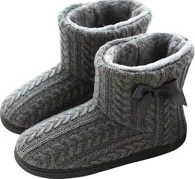 Produktbild von Hausschuhe Damen Plüsch Gefüttert Warm Hausstiefel Feste Sohle 38-39