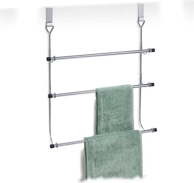 Produktbild von Handtuchhalter für Türrahmen, Metall, poliert, platzsparend, 47,5 x 56 cm, einfache Montage