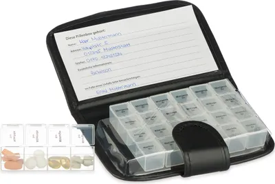 Produktbild von relaxdays Mobile Tablettenbox 7 Tage 4 Fächer