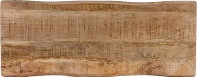 A close-up view of a wooden board with a natural, rough edge.