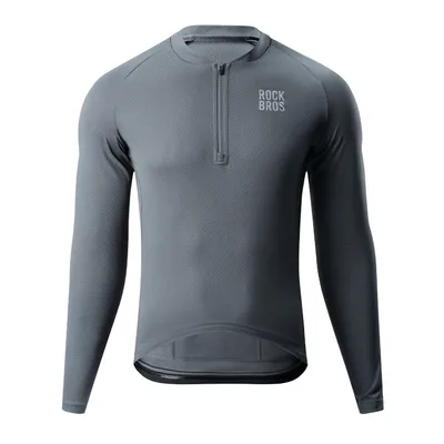 Produktbild von ROCKBROS Radtrikot Fahrradtrikot Herren Langarm mit Halbreißverschluss und 3 Rückentaschen für Rennrad und MTB Dunkelgrau EU Größe XL