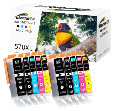 Imagen del producto de Cartuchos compatibles Starlet24 para Canon PGI-570 CLI-571 XL: 2 s, 2 cian, 2 magenta, 2 amarillos