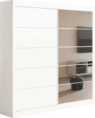 Image de Portemanteau Mike | 183 x 53 x 198 cm | Avec miroir | Blanc