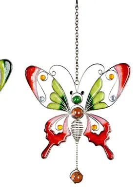 Produktbild von Deko Hänger Schmetterling HARMONIE rot in Tiffany Optik L. 30cm Formano