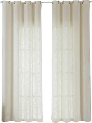 Produktbild von 2er Set Gardinen Ösen Grobfaser »Seoul« HxB 245x140 cm Creme Ösen Linenlook-Struktur Uni Halbransparent Blickdicht 2024110-2