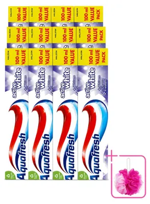 Produktbild von 12 x Aquafresh Whitening Zahncreme - Stralend weiße Zähne - 100 ml - Sparpackung - 12 Stücke