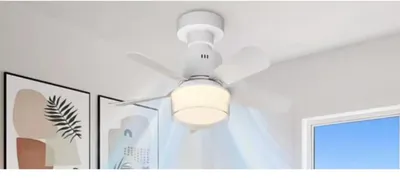 Image de Ventilateur de plafond avec éclairage LED, diamètre de 45 cm, compatible avec les culots E26/E27, 4 vitesses de ventilation réglables, 3 températures de couleur, télécommande incluse