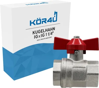 Obrázok produktu pre Guľa ventil, mosadz, T-rýchľoupínacia páka, červená, vnútorné závity na oboch stranách, 1 1/4 palca, určený pre záhradu