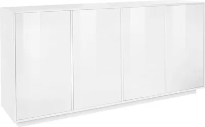 Image de Aulina - Buffet, 180x41x86h cm Blanc Brillant, 2 Étagères, Italy