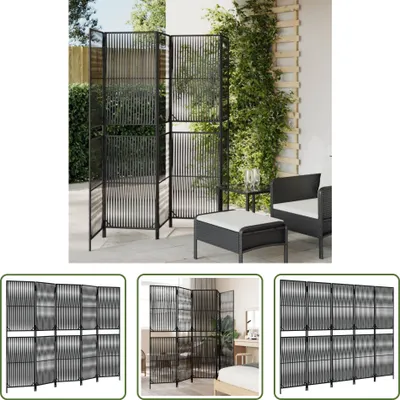 Zdjęcie produktu dla The Living Store Paravent 5-tlg. Schwarz Poly Rattan