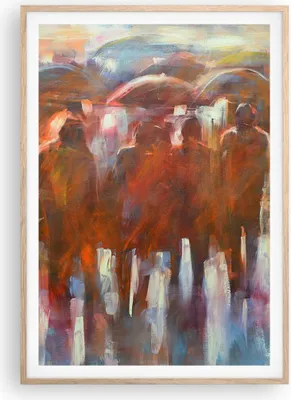 Produktbild von Gerahmtes Poster - Rahmen in heller Eiche - Regenschirme Menschen Handwerk - 70x100 cm - Wand Bild - Wanddeko - Wandbilder - Wandposter - Bilderrahmen - Bilder - Kunstdruck - P2NPA70x100-4260