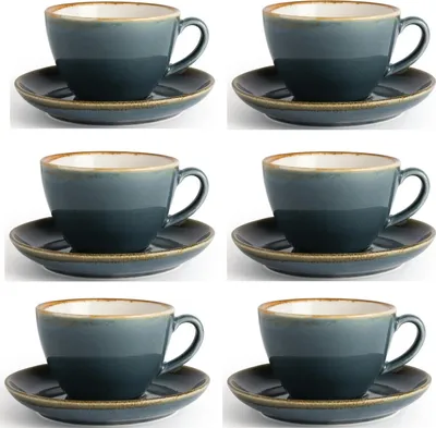 Produktbild von Olympia Kiln Cappuccinotassen + Untertassen Ozean | 34cl | Porzellan | 6 Sets