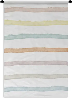Produktbild von MuchoWow® Wandteppich Wandbehang Linie - Pastell - Regenbogen - Muster 120x180 cm Tapisserie Dekoration Wandtuch - Schlafzimmer - Dekorationen für das Haus