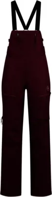 Dunkelrote La Sportiva Sender GTX Performance Bib Pants W mit schwarzen Trägern und mehreren Taschen