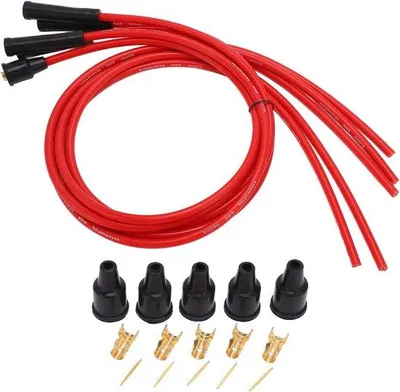 Immagine prodotto di Set di cavi di accensione rossi in silicone da 1 m per motori a 4 cilindri - Componenti di accensione per cavi da 8 mm