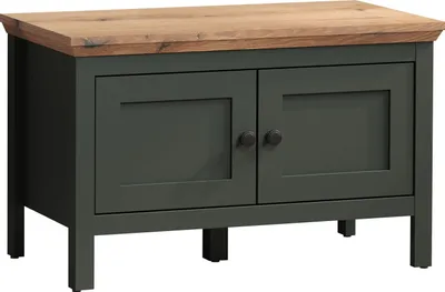 Image de trendteam Banc Stanton vert sapin/évoqué chêne, L/H/P env. 77/48/39 cm