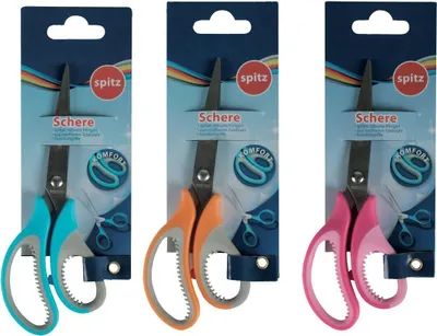 Produktbild von 3x Schere mit Komfortgriffen / Länge 15 cm / 3 Farben