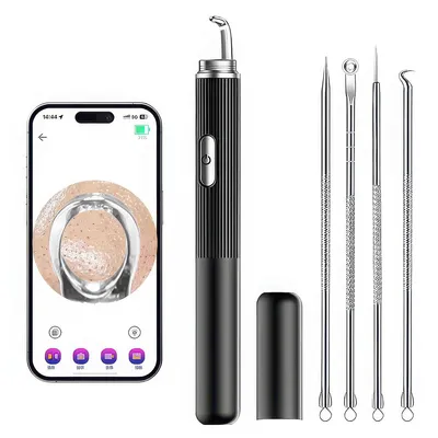 Produktbild von HD-Mitesser-Gerät mit 50× Vergrößerung, LED-Beleuchtung, 4 Metallnadeln, USB-C, 90 Minuten Laufzeit – Porenreiniger für Gesicht