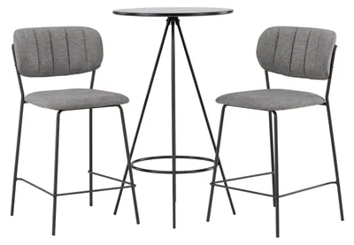 Image de Bistro ensemble pour salle à manger table à manger noir 2 chaises gris.