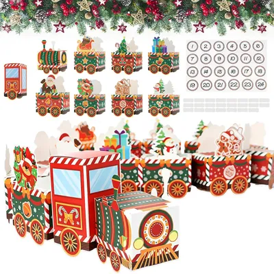 Obrázok produktu pre DIY adventný kalendár, ktorý si môžete sami naplniť – 24 farebných krabičiek, ktoré môžete ozdobiť a vyzdobiť – darčeková krabička