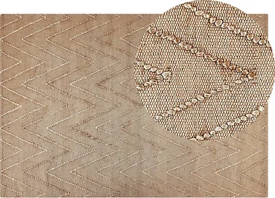 Produktbild von BELIANI Teppich Beige Jute Baumwolle 140 x 200 cm Rechteckig Geometrisches Muster handgewebt Boho Stil Schlafzimmer Wohnzimmer