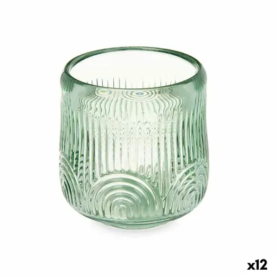 Produktbild von Gift Decor Grüner Kristall-Streifen-Kerzenständer 9 x 9,5 x 9 cm (12 Stück)