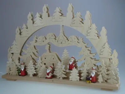 Produktbild von Schwibbogen mit Weihnachtsmänner und Beleuchtung BxHxT 70x45x7cm NEU