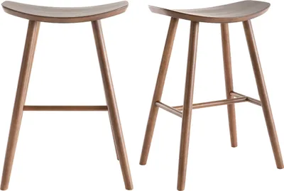 Produktbild von Miliboo - Walnuss Barhocker H65 cm (2er Set) DEMORY