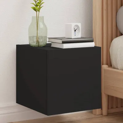 Produktbild von TV Lowboard Hängeboard TV-Wandschränke mit LED-Leuchten 2 Stk. Schwarz 30,5x35x30 cm 837221