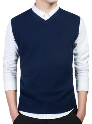 Produktbild von Ärmelloser Strickpullover V-Ausschnitt für Herren