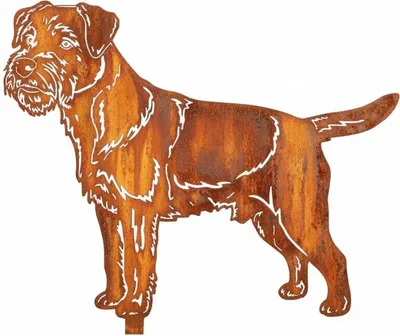 Produktbild von Edelrost Border Terrier - Rost Deko Hund Rostfigur Gartendeko für Draußen - stabile Metall Gartenfigur aus Stahl - Wetterfest für Beet Terrasse - 28x45cm "